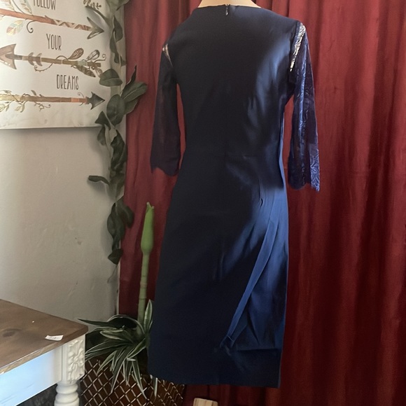 Missmay Retro Gorgeous City Stretchy Navy Blue Lace Bodycon Dress size medium* - Picture 14 of 15